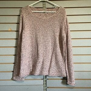 J.Jill Women's Large L Pink Knit Cotton Long Sleeve‎ Pullover Sweater